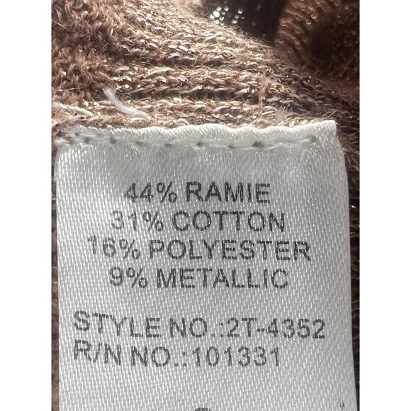 Y2K Charolette Russe Shimmery Bronze Dolman Sleeve Button Front V-Neck Cardigan - Picture 10 of 12